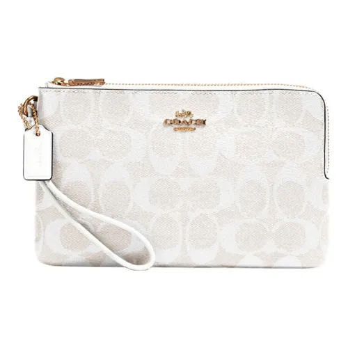 COACH Double Zip Wallet из кожи PVC сумка женская белая монограмма