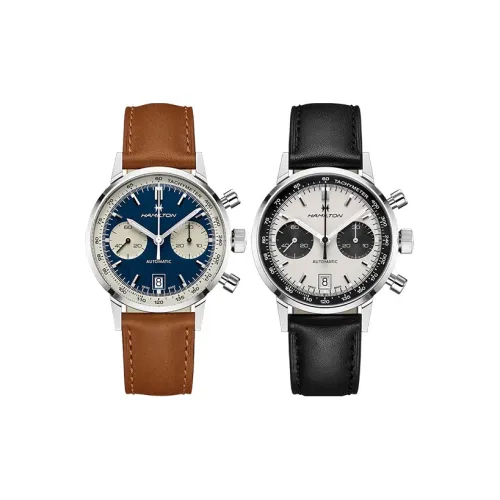 HAMILTON Автоматический Механический Механизм Унисекс Часы 40 мм Синий Циферблат Корпус из Нержавеющей Стали Ремешок из Коровьей Кожи