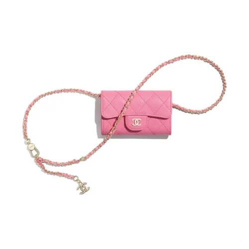 CHANEL Тисненая Телячья Кожа And Металл Сумка с Цепочкой Бананка Маленькая Женская Розовая