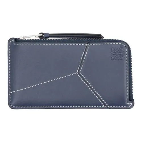LOEWE Пазл Телячья кожа Держатель для карт кошелек Мужской Синий