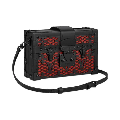 LOUIS VUITTON PETITE MALLE Лакированная отделка Коровья кожа Твердая Коробка Портативная Сумка через плечо Сумка на плечо Женская Черная