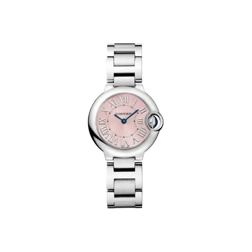 CARTIER Blue Balloon Collection Кварцевый механизм Женские часы 28 мм Розовый циферблат Корпус из нержавеющей стали