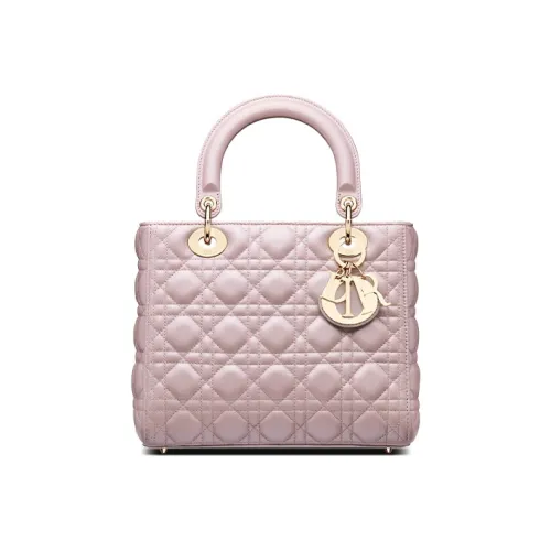 DIOR Lady Dior Sheepskin Woven Pattern Lady Dior Сумка через плечо Сумка Сумка среднего размера Женская Лотос Розовый