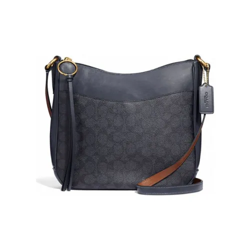 COACH Chaise Холщовая кожа Сумка через плечо Большая Женская Черная