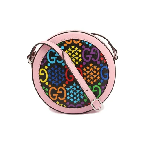 GUCCI Canvas с кожаными вставками круглая сумка сумка через плечо стандартная женская розовый многоцветный конфетный