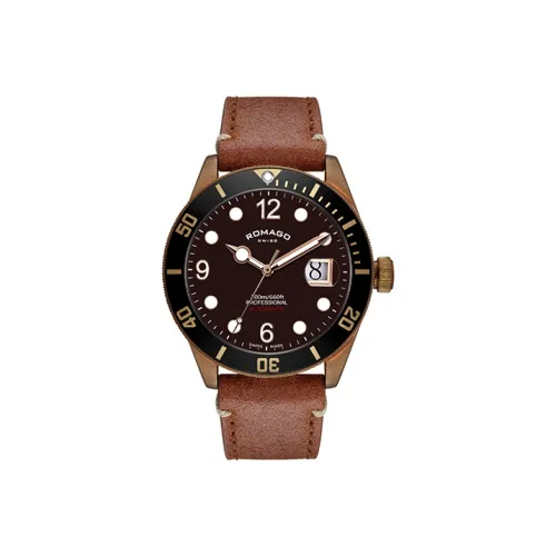 ROMAGO Автоматический механический механизм Мужские часы Bronze Collection 42,5мм*42,5мм*12,5мм Кофейный