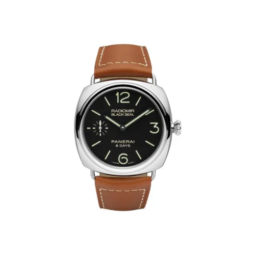 PANERAI RADIOMIR Механизм с ручным заводом Унисекс Часы 45 мм Черный циферблат Корпус из нержавеющей стали Телячья кожа Ремешок PAM00609