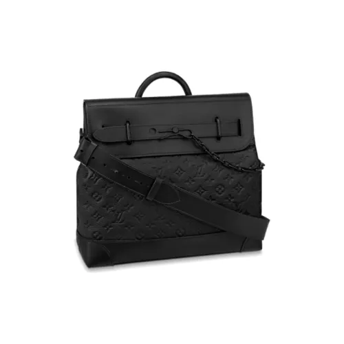 LOUIS VUITTON Steamer Корова Кожа Маленькая Коробка Сумка Маленькая Мужская Черная