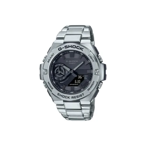 CASIO г Steel Collection Dual Display Disk Кварцевый механизм Нержавеющая сталь Ремешок Часы Мужские Черный циферблат