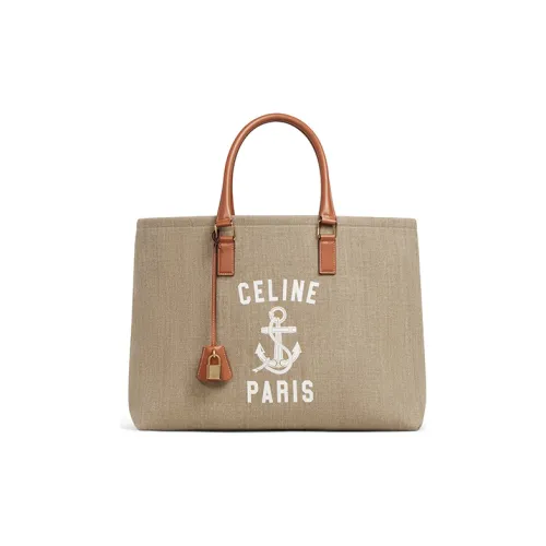 CELINE Коровья кожа Одно плечо Сумка Тоут Сумка Женская Натуральный Коричневый