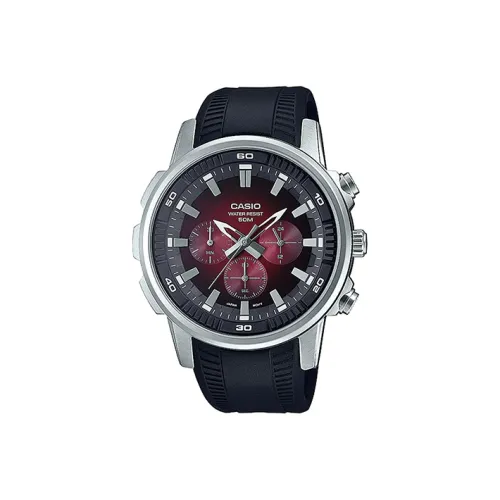 CASIO Standard Series Кварцевый механизм Смольный ремешок Часы Мужские Красный циферблат часов