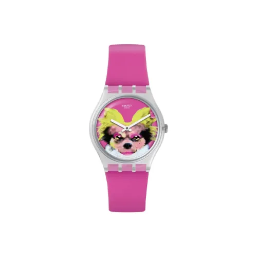 SWATCH ORIGINALS Collection Кварцевый механизм Женские часы 34 мм Розовый циферблат Часы Пластиковый корпус Часы Силиконовый ремешок