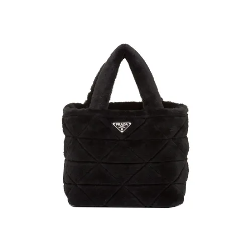 PRADA Shearling Tote Bag Shopping Bag Tote Regular Women's Black