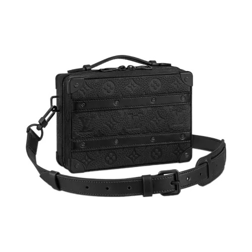 LOUIS VUITTON Корова Кожа Коробка Сумка Маленькая Квадратная Сумка Черная Коробка Ручная Сумка Сумка через плечо Сумка на плечо Мужская Черная