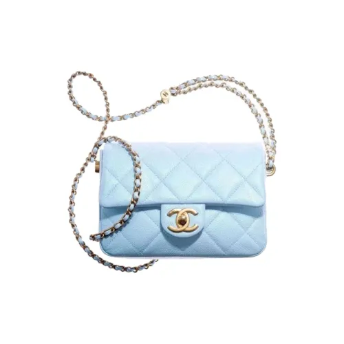 CHANEL Телячья кожа Поляризованный синий-фиолетовый Сумка через плечо Женская Babybule Небесно-голубой