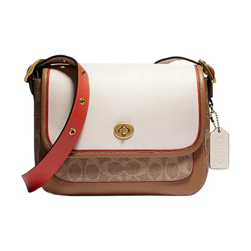 COACH RAMBLER Покрытие Холст с Дубленой Кожей Перчатка Сумка через плечо Сумка на плечо Маленькая Женская Белая Коричневая