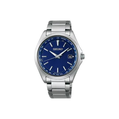 SEIKO Кварцевый механизм Титан Ремешок Часы Мужские Синий циферблат SBTM289