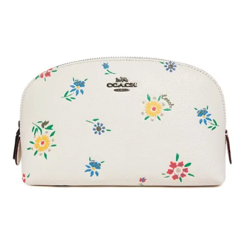 COACH Кожа Косметичка Туалетная сумка Маленькая Женская Белая