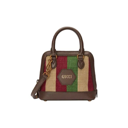 GUCCI Horsebit 1955 Холст Кожа Сумка через плечо Сумка Мини Женская Коричневый Многоцветный
