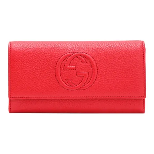 GUCCI SOHO совместный бренд Корова кожа Длинный с откидной крышкой Кошелек Женский Красный