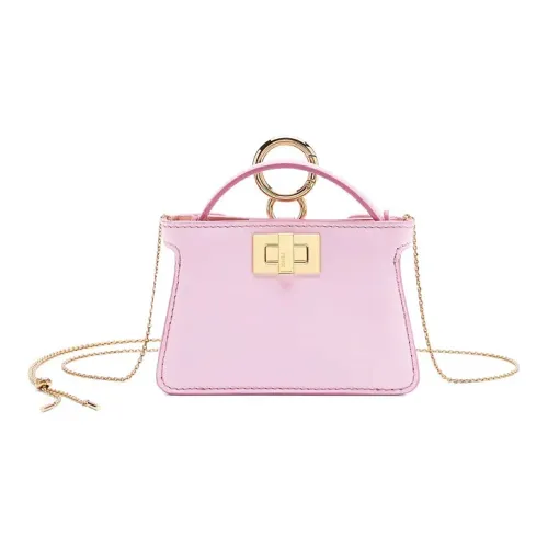 FENDI Peekaboo Nappa Sheepskin Coin Wallet Crossbody Bag Extra Mini Women's Pink Candy