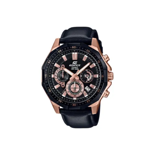 CASIO EDIFICE Collection Кварцевый механизм Кожаный ремешок Часы Мужские Черный циферблат EFR 554BGL 1A