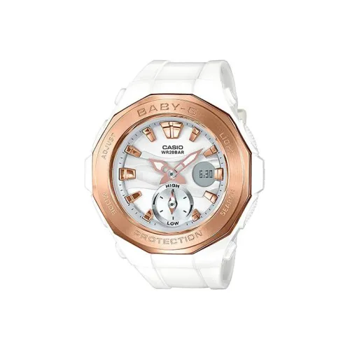 CASIO Малыш G Коллекция Theme Series Кварцевый механизм Смольный ремешок Часы Женские Белый циферблат BGA 220G 7A