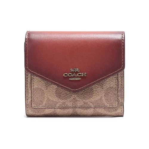 COACH Canvas Кошелек Женские Красный Коричневый и Коричневый с монограммой