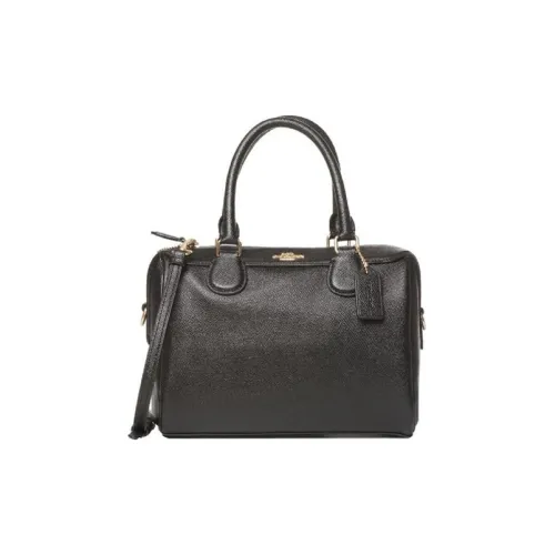 COACH Bennett Корова Кожа Бостон Сумка Сумка через плечо Сумка через плечо Мини Женская Черная