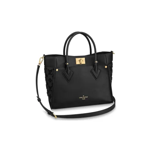 LOUIS VUITTON On My Side Телячья кожа Тоут Сумка Сумка для покупок Сумка через плечо Сумка Большая Женская Черная