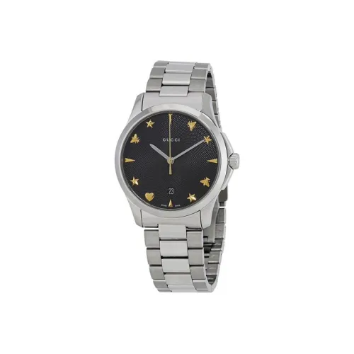 GUCCI Механические автоматические часы корпус из нержавеющей стали черный циферблат унисекс