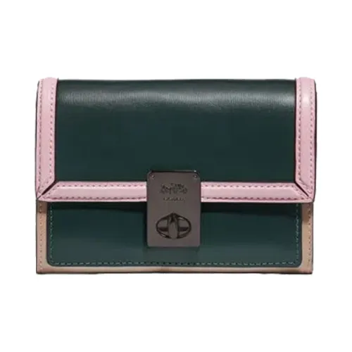 COACH Кожа Маленькая Квадратная Сумка Клатч Кошелек Женский Розовый Фиолетовый Черный