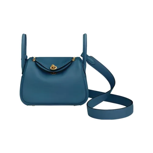 HERMES Lindy Swift Телячья кожа Сумка Сумка через плечо Сумка через плечо Мини Женская S4 Глубокий синий Темно-синий Синий