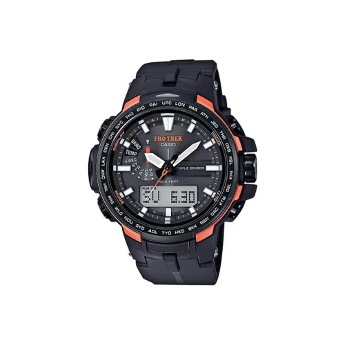 Часы Casio PRO TREK Collection с двойным дисплеем кварцевый механизм корпус из смолы ремешок из углеродного волокна