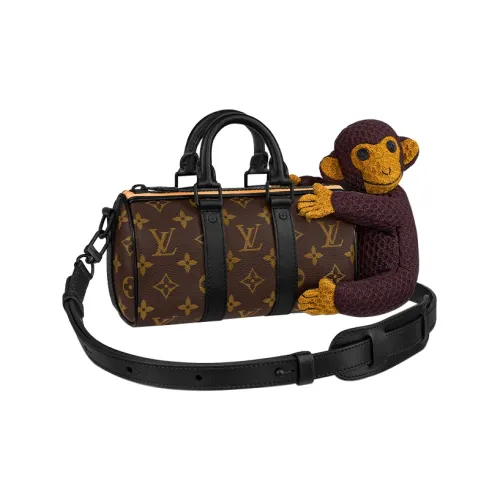 LOUIS VUITTON Keepall Покрытый холст с кожаными вставками сумка "Обезьяна" сумка через плечо сумка NANO мужская коричневая