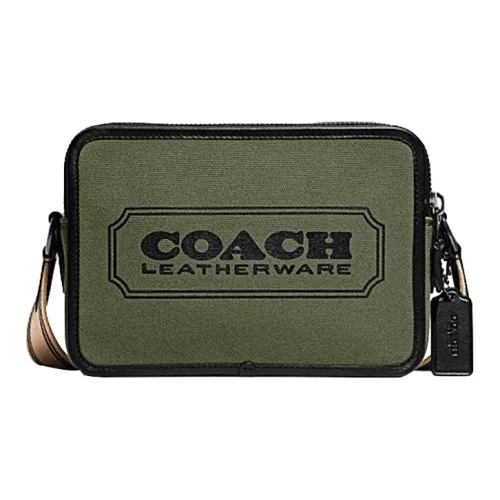 COACH Charter Коровья кожа Сумка через плечо Сумка на плечо Женская Зеленый и Бежевый Белый