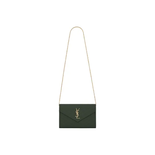 SAINT LAURENT Сумка из коровьей кожи с цепочкой кошелек сумка через плечо женская темно-зеленая