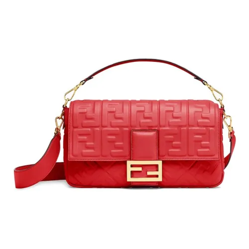 FENDI Baguette Sheepskin Baguette Bag Сумка через плечо Сумка Большая Женская Красная