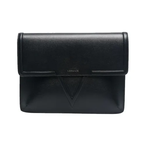 VERSACE Клатч из коровьей кожи мужской черный