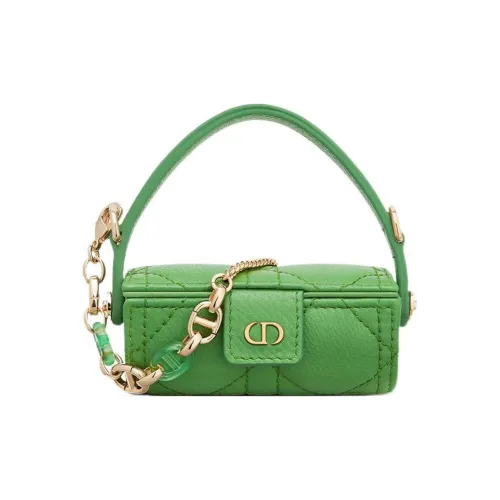 DIOR Caro Коровья кожа крупнозернистая текстура плетеный узор ручная сумка сумка через плечо косметичка женский ярко-зеленый