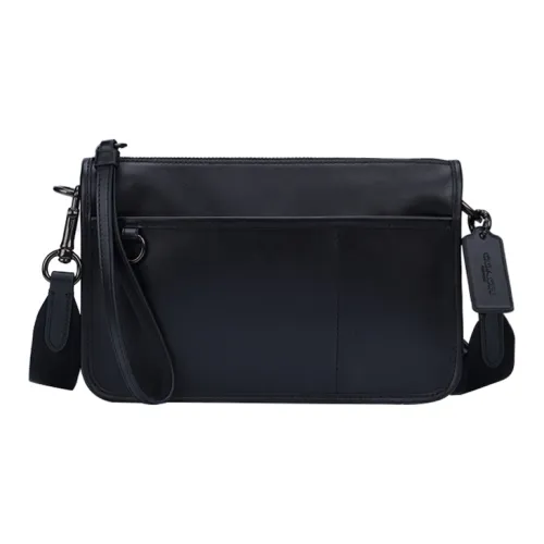 COACH Heritage Корова Кожа Сумка через плечо Сумка на плечо Мужская Черная