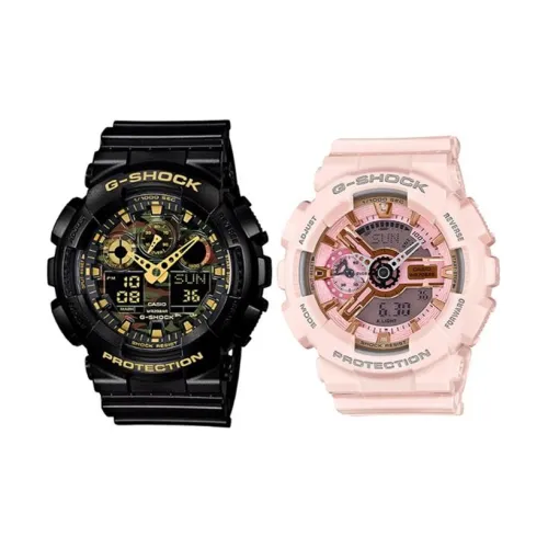 CASIO Парные часы Коллекция GA GMA Кварцевый механизм Часы Унисекс Черный циферблат GA 100CF 1A9+GMA S110MP 4A1