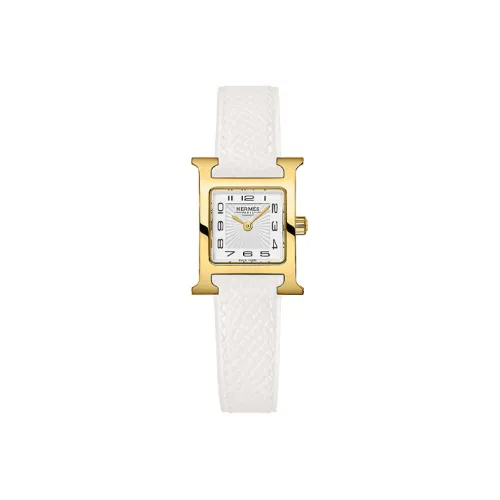 HERMES Heure H Наручные часы Кварцевый механизм Кожаный ремешок Белый циферблат Женские часы