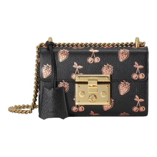 GUCCI Кожа Коробка Сумка с замком Сумка через плечо Маленькая Женская Черная