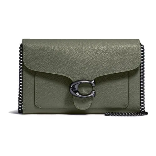 COACH Tabby Кожа Одно плечо Через плечо Сумка с цепочкой Маленькая Женская Хаки зеленый