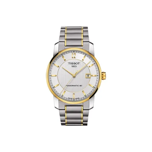 TISSOT Ti Автоматический Механический Механизм Мужские Часы Часы 40 мм Желтый Циферблат Часы Титан Корпус Часов