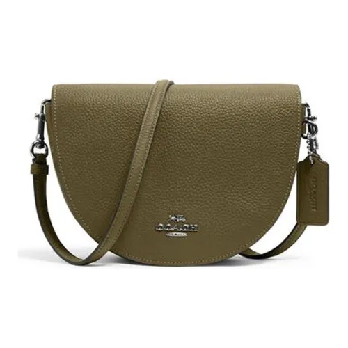 COACH Ellen Кожа Седло Сумка Сумка через плечо Маленькая Женская Оливково-зеленая