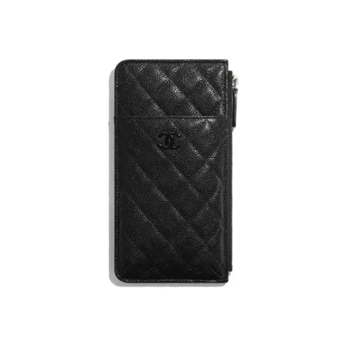 CHANEL So Black с рельефным тиснением кошелек из коровьей кожи женский черный