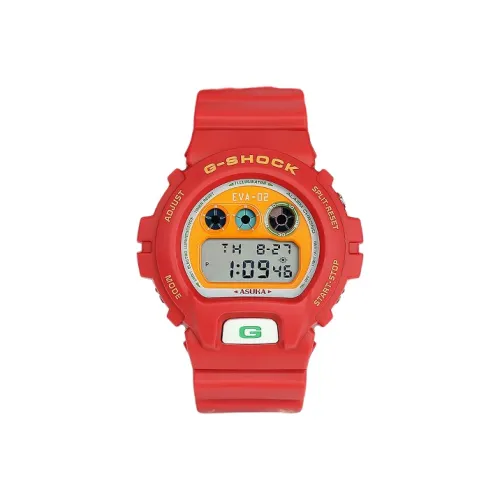 CASIO SQUAD Series Кварцевый механизм Смольный ремешок Часы Мужские Апельсин Циферблат часов DW 6900FS EVA 02