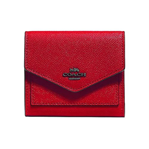 COACH Кожа Держатель для карт Кошелек для монет Женская сумка Красный яблоко цвет